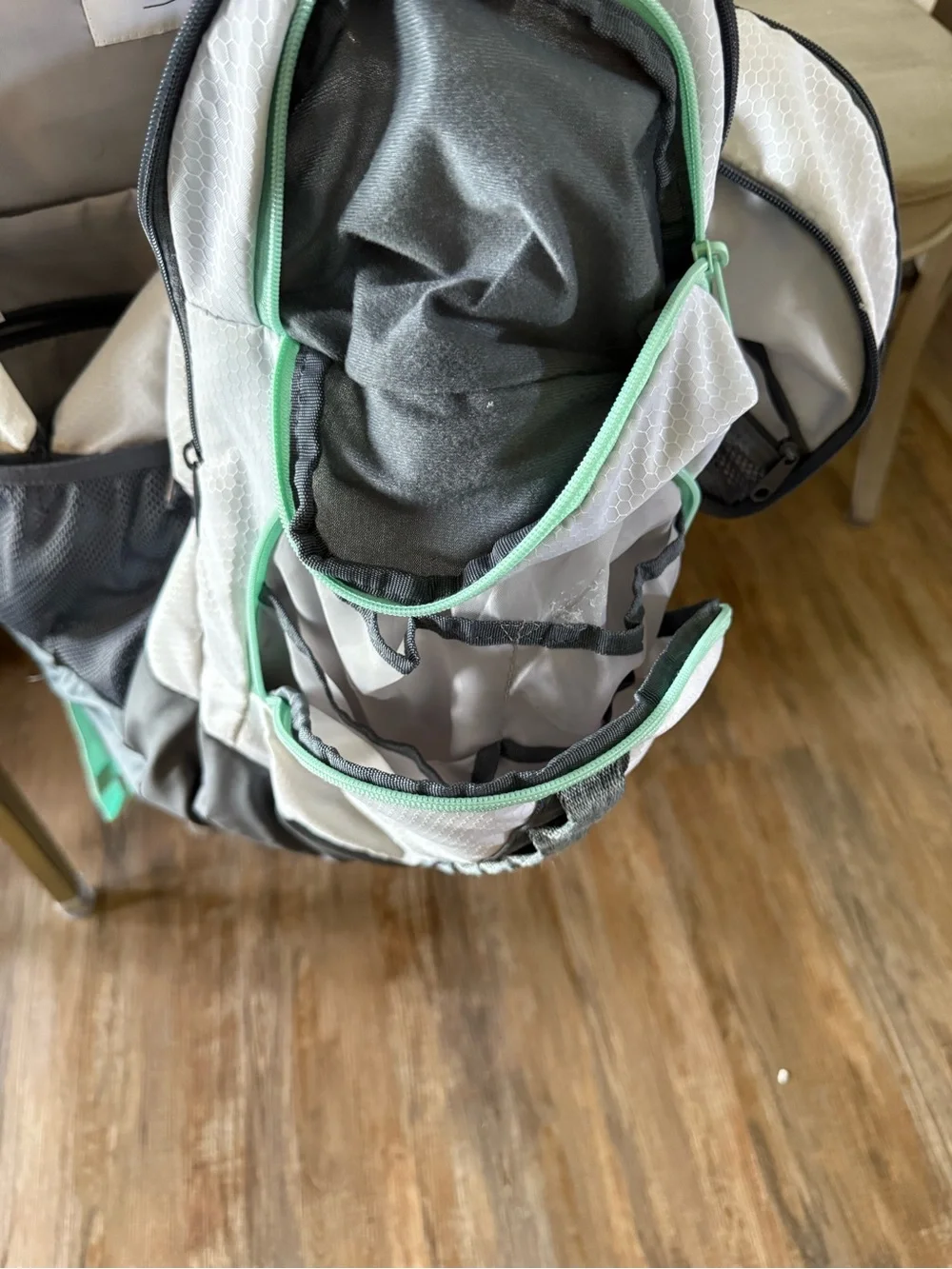 adidas Gray and White Backpack - Front-Opening Design